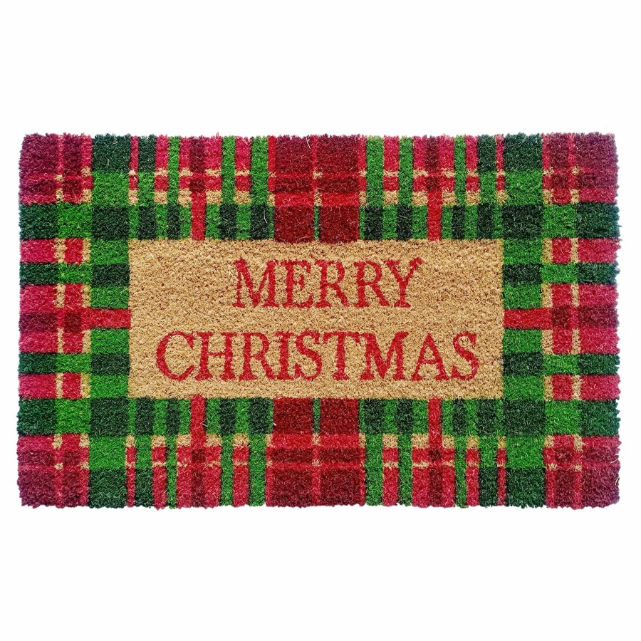 Rugs & Doormats * | Latest Merry Christmas Plaid Coir Mat, 18 30