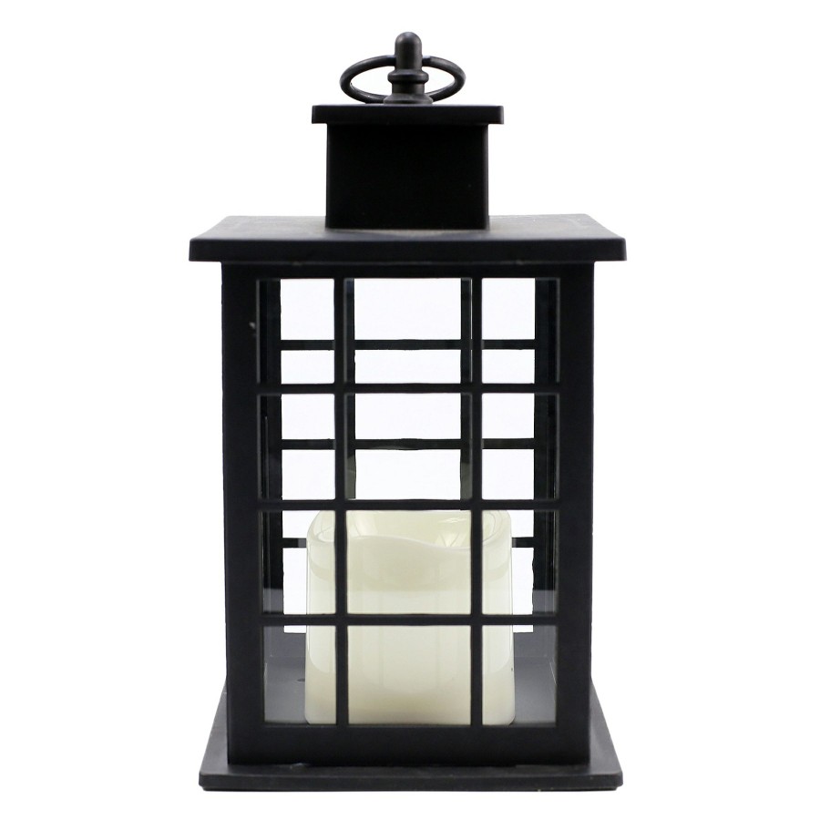 Lighting * | Featured Led Candle Weatherproof Black Lantern With Timer, 10