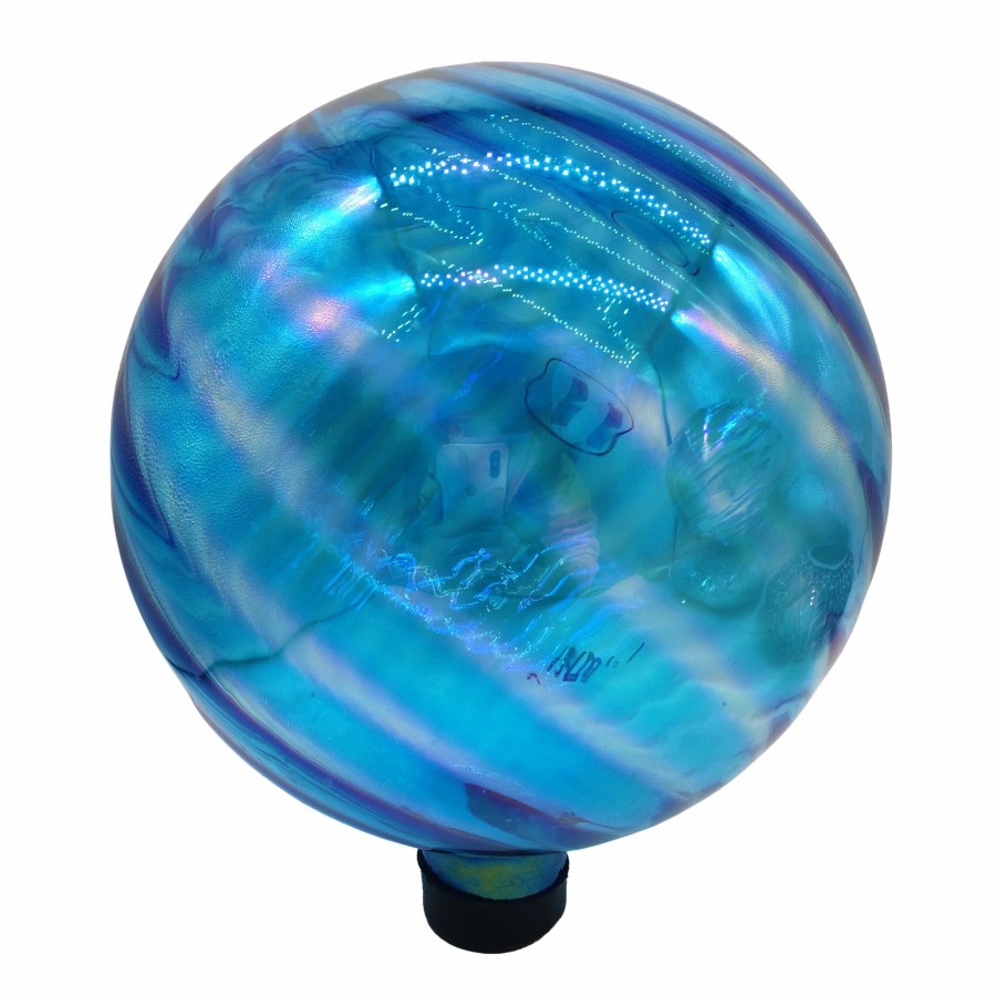 Outdoor Deacutecor * | Sale Gazing Ball Swirl Blue