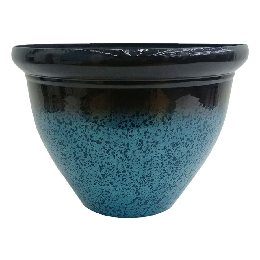 Pots & Planters * | Premium Round Blue Reactive Glaze Vase Planter, 12