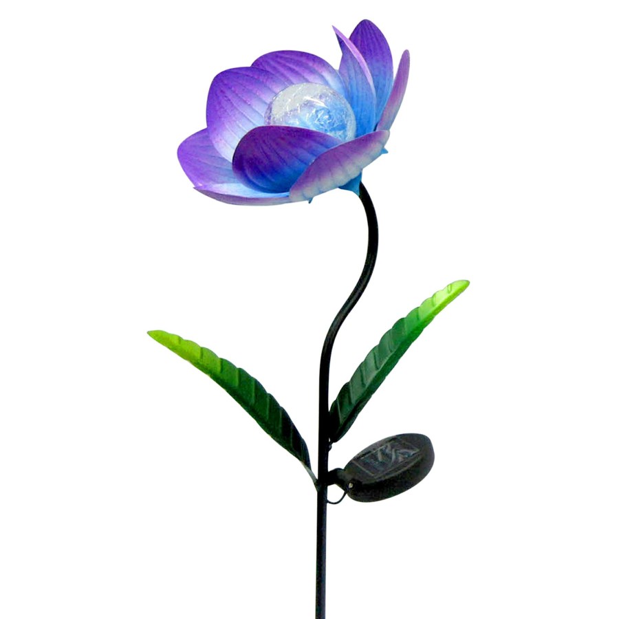 Outdoor Deacutecor * | Featured Metal Glass Flower Stake & Solar Light Purple, 36