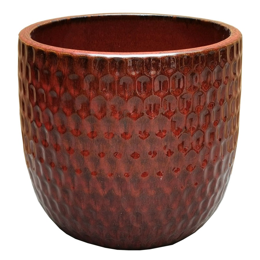 Pots & Planters * | Exquisite Gifts Corey Tropical Red Ceramic Planter, 10