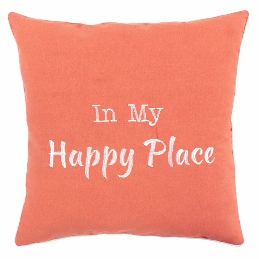 Outdoor * | Large Choice Happy Place Cayenne Outdoor Throw Pillow, 18