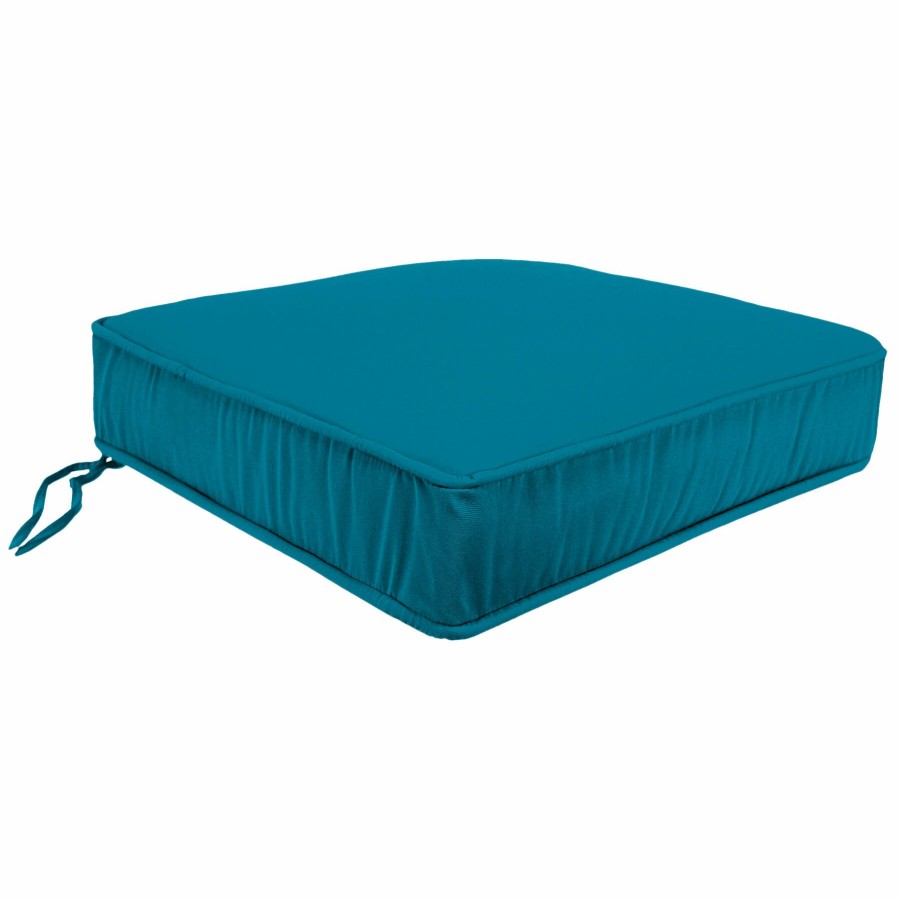 Cushions & Pillows * | Free Delivery Turquoise Canvas Outdoor Gusseted Deep Seat Cushion