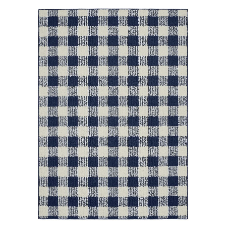 Rugs & Doormats * | Discount (E313) Checkmate Navy & Ivory Plaid Indoor & Outdoor Area Rug, 5 7