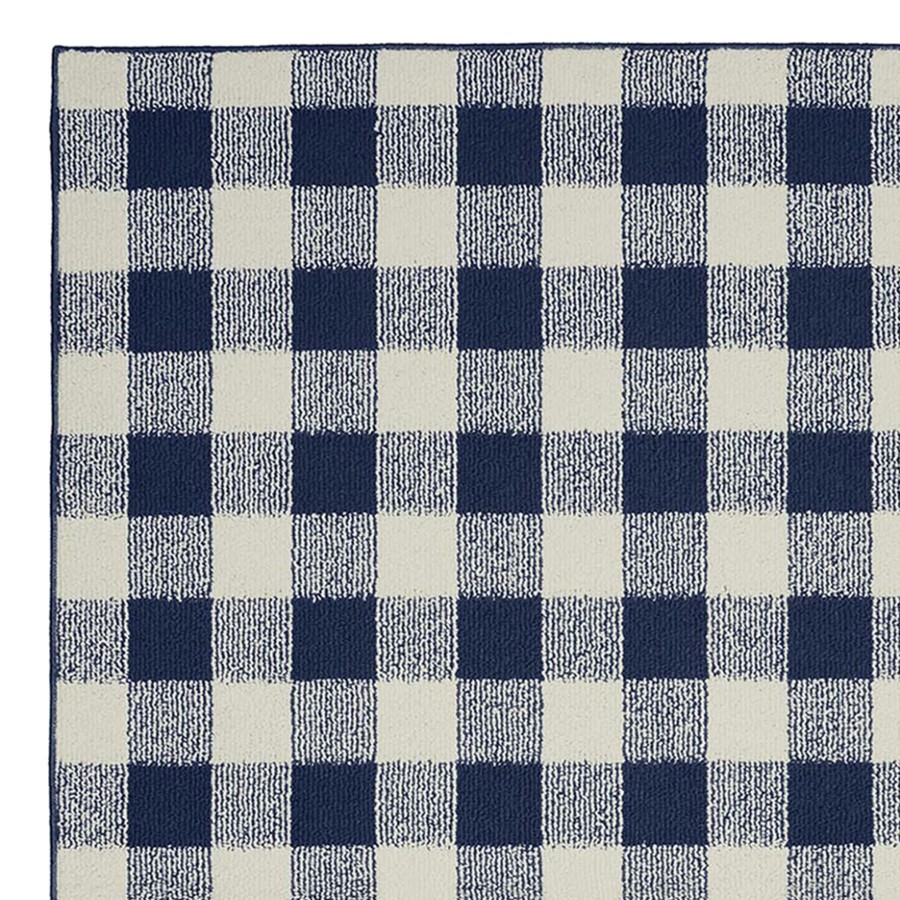 Rugs & Doormats * | Discount (E313) Checkmate Navy & Ivory Plaid Indoor & Outdoor Area Rug, 5 7