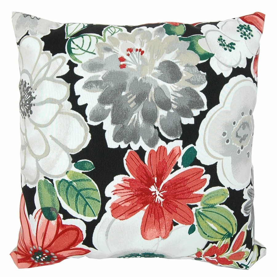 Cushions & Pillows * | Gift Selection Tamani Black Floral Outdoor Throw Pillow, 16