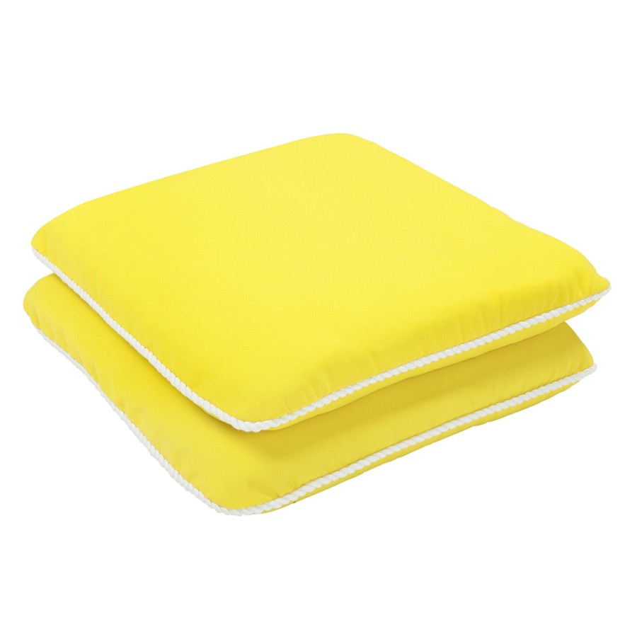 Cushions & Pillows * | Large Choice Tracey Boyd 2-Pack Blue With Yellow Cording Outdoor Chair Pad