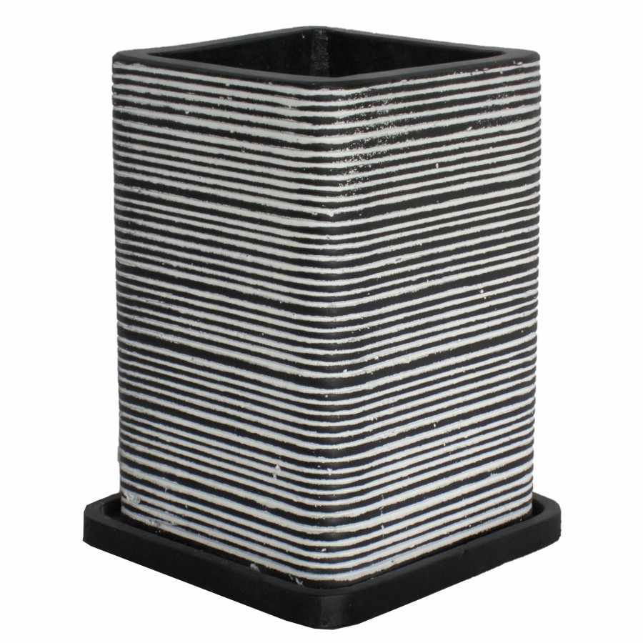 Pots & Planters * | Sale Tall Ribbed Square Planter, 12.5