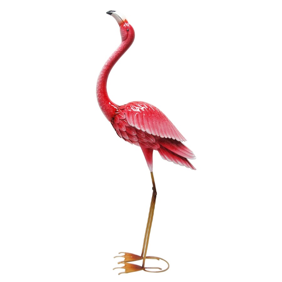 Outdoor Deacutecor * | Popular Outdoor Pink Metal Flamingo Figurine, 41