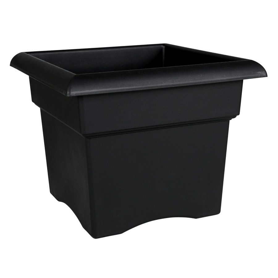 Pots & Planters * | Exquisite Gifts Veranda Square Black Deck Box Planter, 14