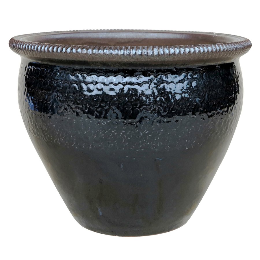 Pots & Planters * | Classical Smoky Mountain Black Ceramic Planter, 18.9