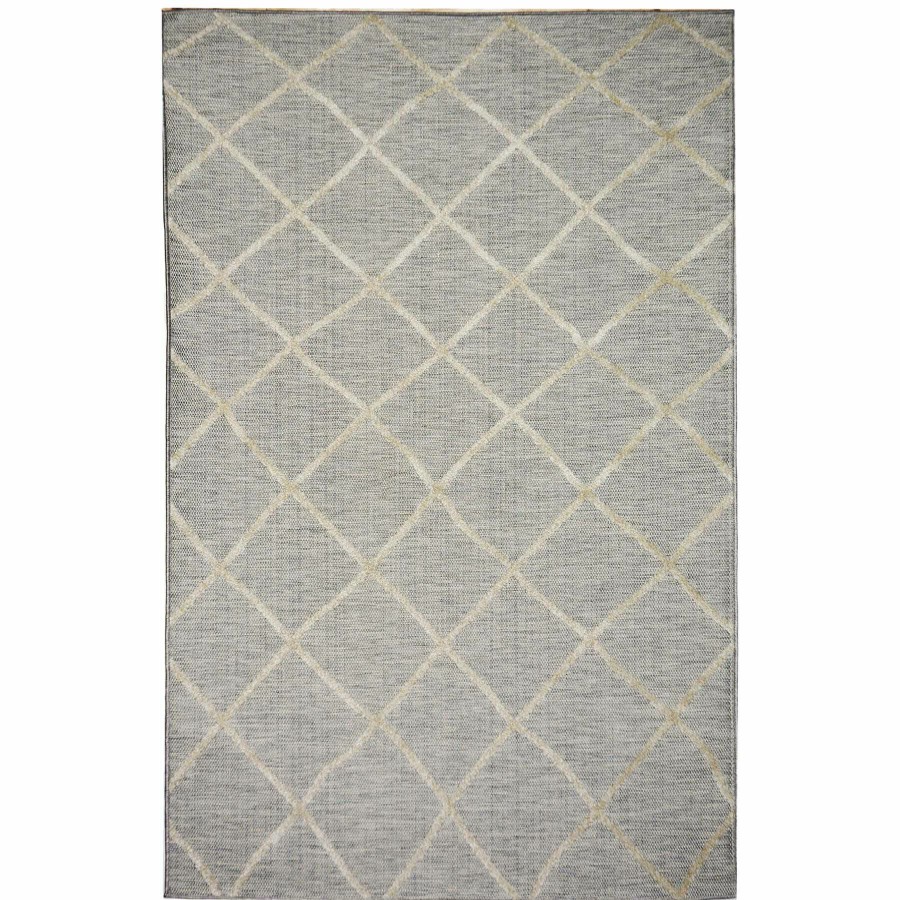 Rugs & Doormats * | Free Delivery (E184) Grey & Beige Moroccan Design Indoor & Outdoor Area Rug, 5 7