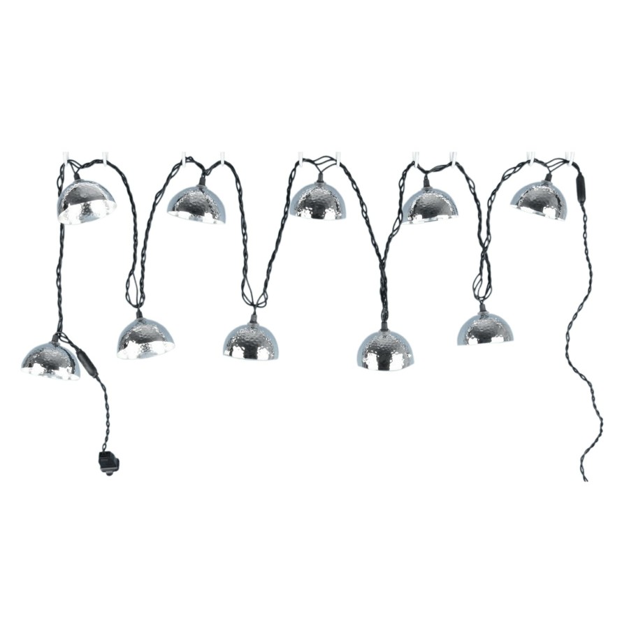 Lighting * | Clearance Sale 10-Count Metal Dome String Light Set, Silver