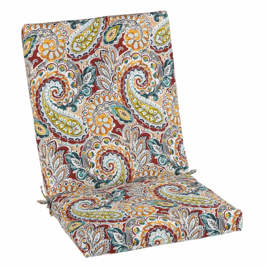 Cushions & Pillows * | Featured Paisley Chili Outdoor Hinged Chair Cushion