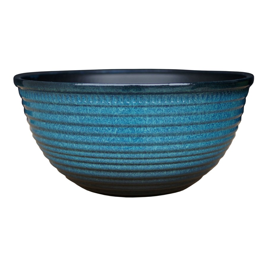 Pots & Planters * | Latest Blue Ribbed Bowl Planter, 4.5