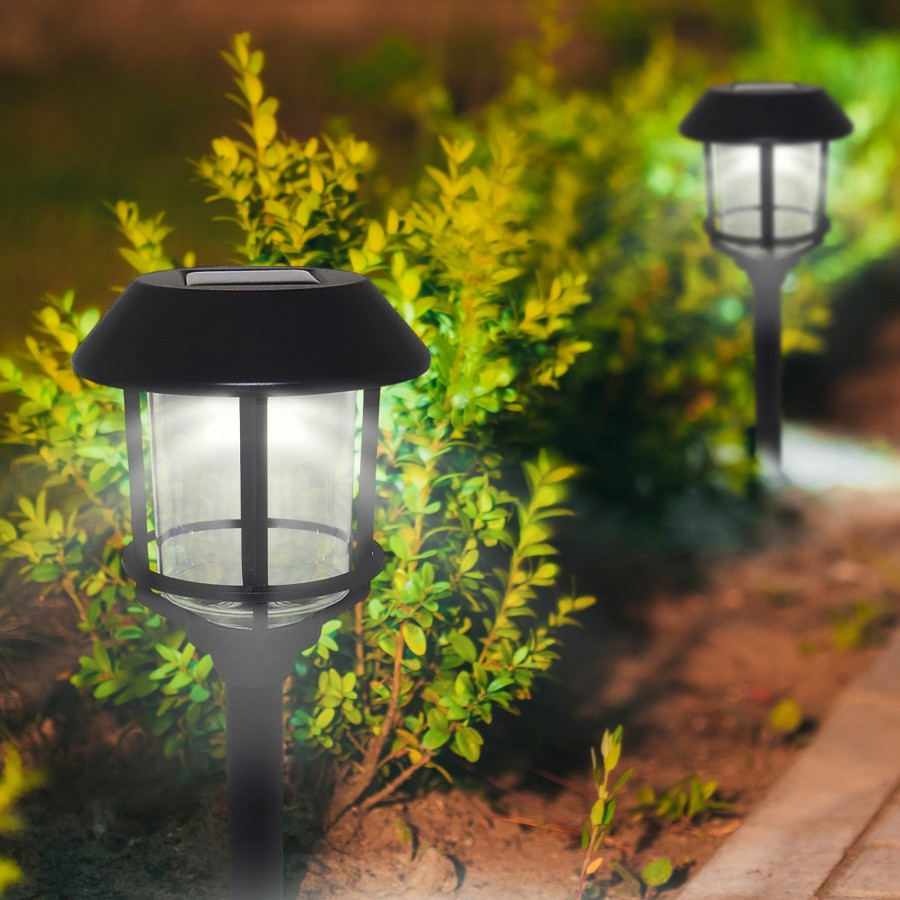 Lighting * | Sale 8L Caged Black Outdoor Solar Light