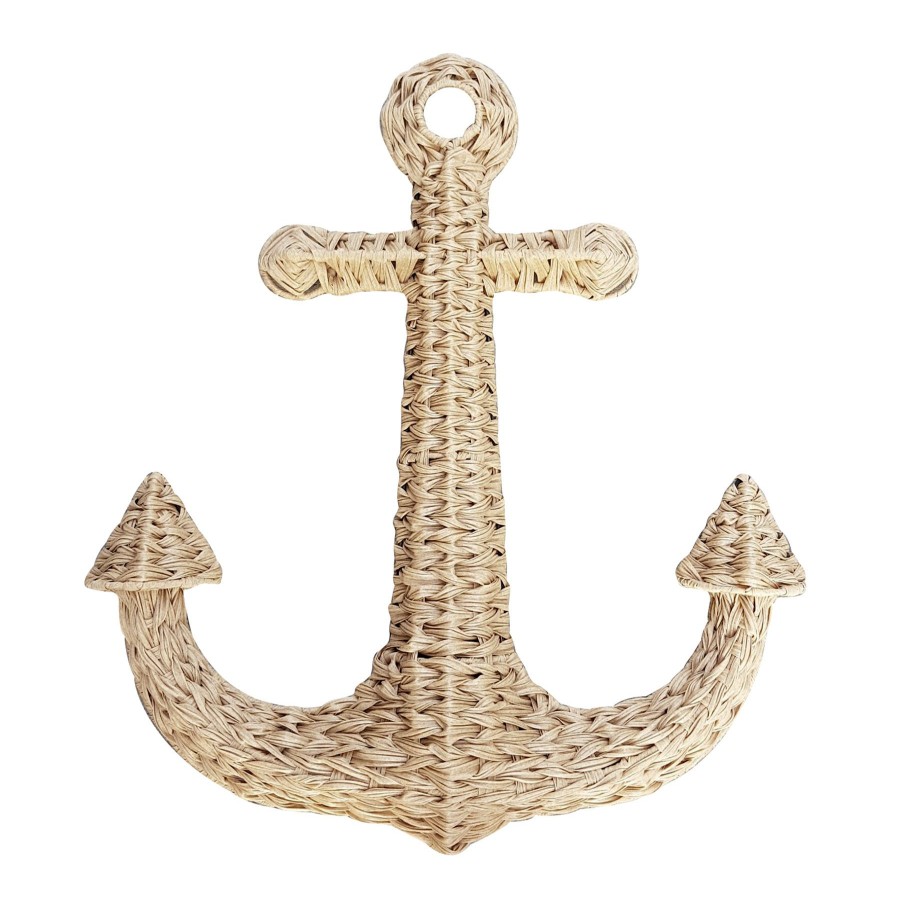 Outdoor Deacutecor * | Exclusive Design Faux Wicker Anchor Hanging Wall Decor