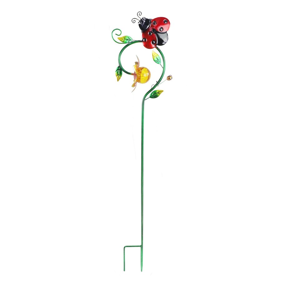 Outdoor Deacutecor * | Gift Selection Glass Ladybug Solar Garden Stake, 36