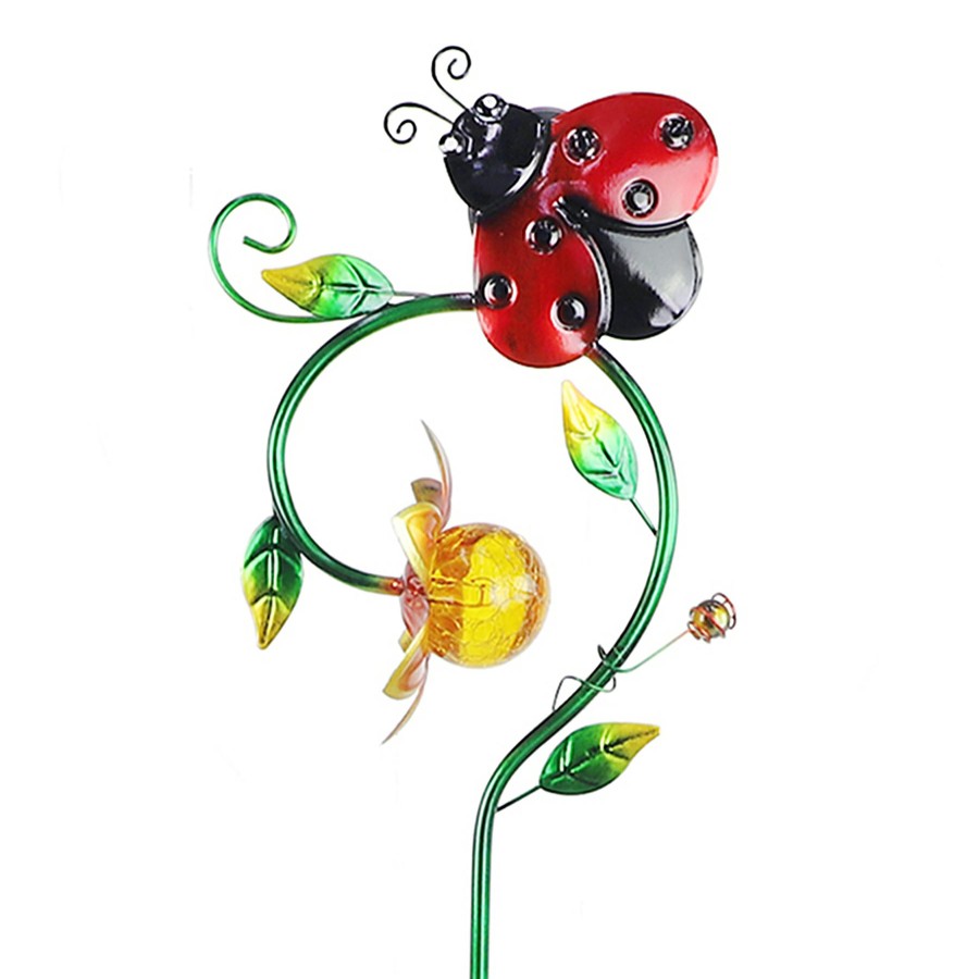 Outdoor Deacutecor * | Gift Selection Glass Ladybug Solar Garden Stake, 36