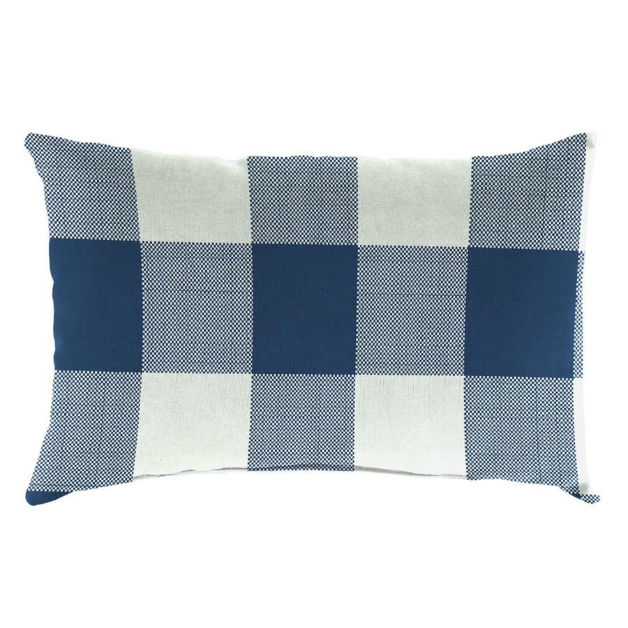 Cushions & Pillows * | Large Choice Navy Buffalo Check Lumbar Throw Pillow, 14 20