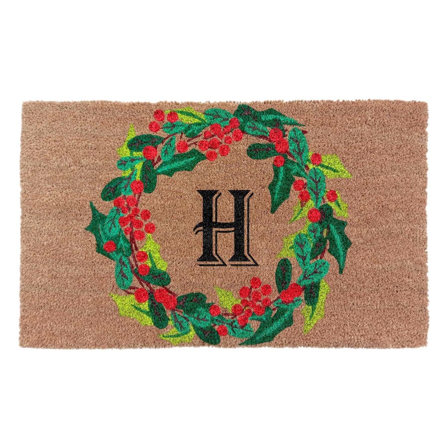 Rugs & Doormats * | New Threads Monogram H Wreath Coir Mat, 18 30