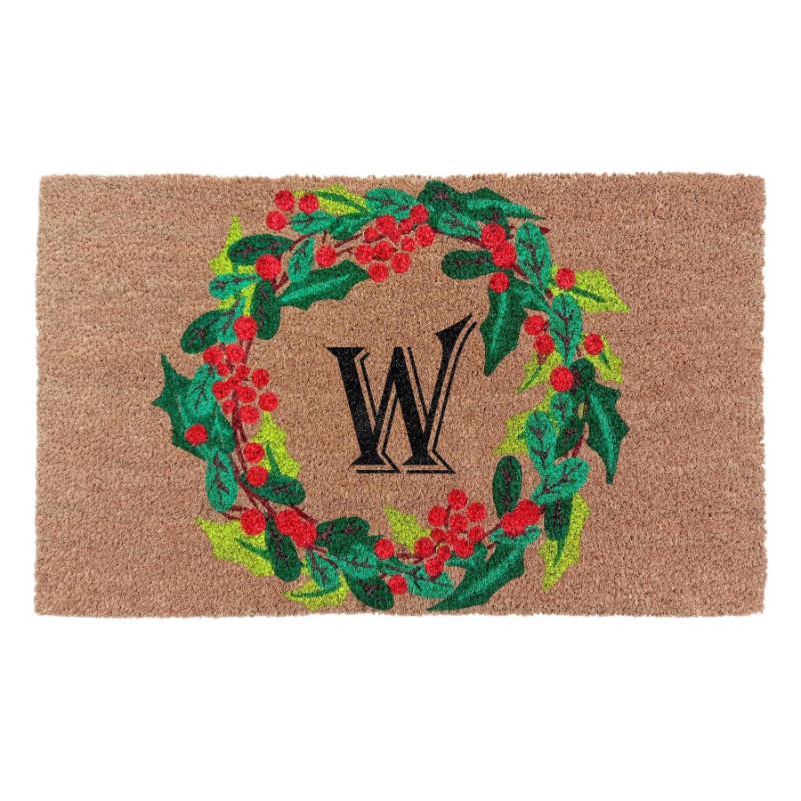 Rugs & Doormats * | Fire Sale Monogram W Wreath Coir Mat, 18 30