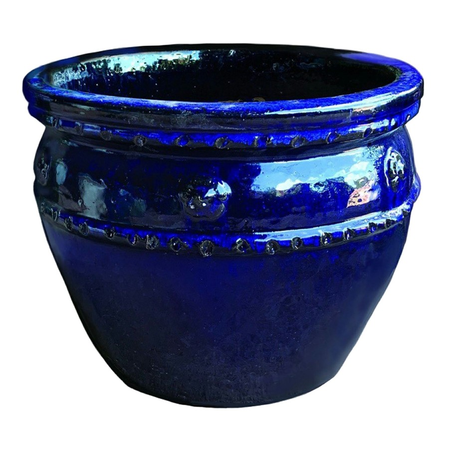 Pots & Planters * | Fire Sale Blue Glazed Clay Pot, 11