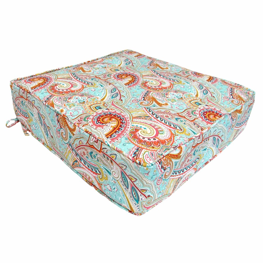 Cushions & Pillows * | Sale Multicolored Paisley Outdoor Gusseted Deep Seat Cushion