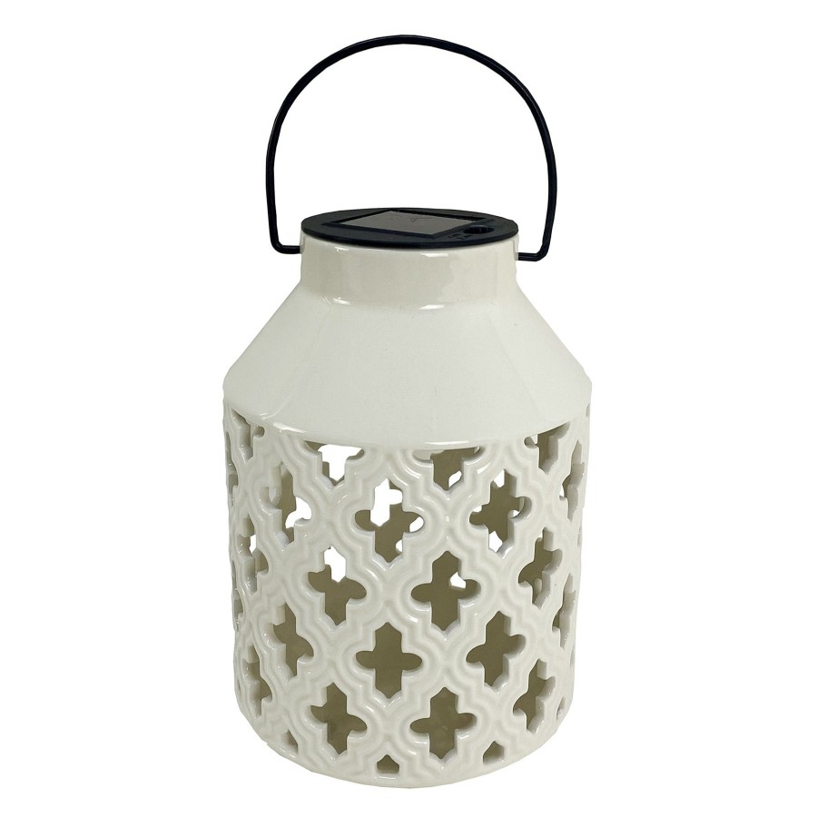 Lighting * | Clearance Sale Grace Mitchell White Metal Solar Lantern, 9