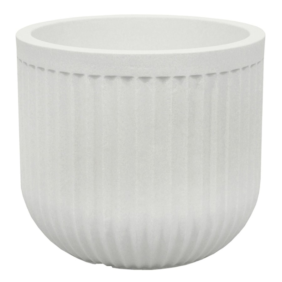 Pots & Planters * | Best Sale Fluted Off-White Low Planter, 12