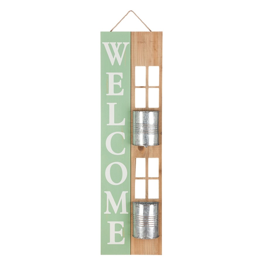 Outdoor Deacutecor * | Exclusive Design 2-Bucket Welcome Planter Porch Sign, 36