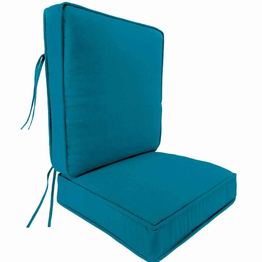 Cushions & Pillows * | Featured 2-Piece Turquoise Canvas Outdoor Gusseted Deep Seat Cushion