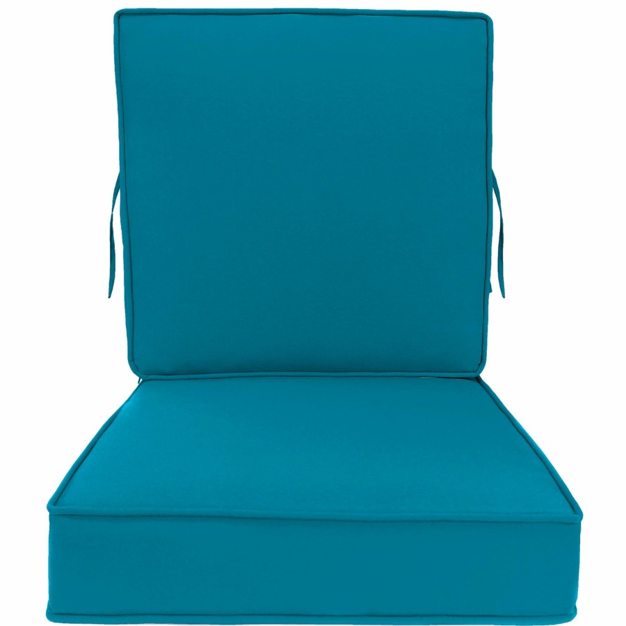 Cushions & Pillows * | Featured 2-Piece Turquoise Canvas Outdoor Gusseted Deep Seat Cushion