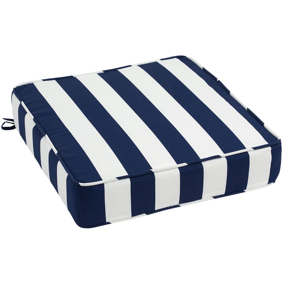 Cushions & Pillows * | Featured Navy Awning Striped Outdoor Gusseted Deep Seat Cushion