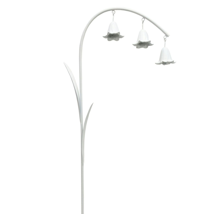 Outdoor Deacutecor * | Gift Selection White Metal Garden Stake With Bells, 43