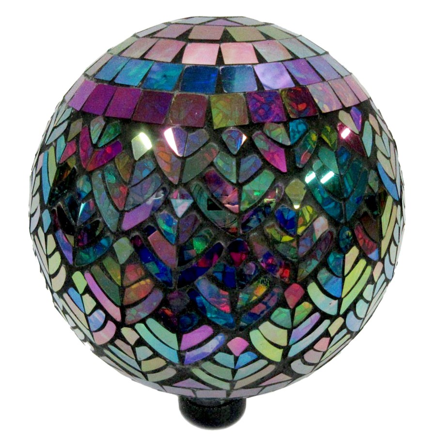 Outdoor Deacutecor * | Discount Peacock Feather Mosaic Glass Gazing Ball, 10