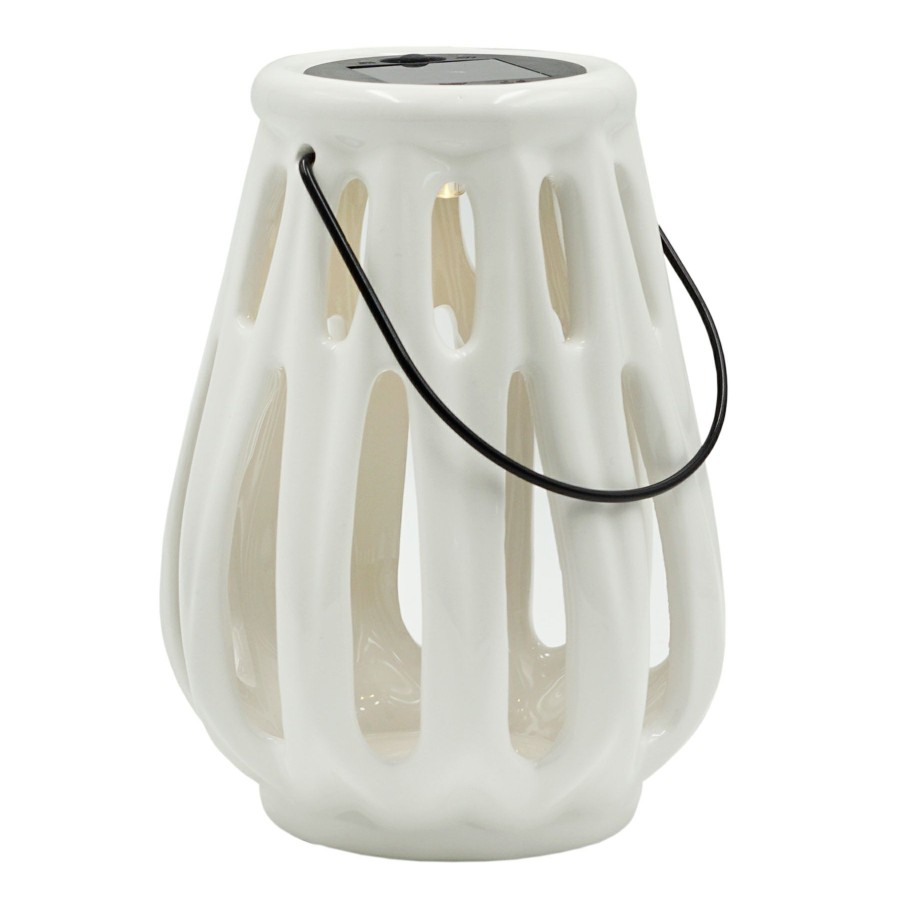 Lighting * | Latest Laila Ali White Ceramic Solar Lantern, 5 8