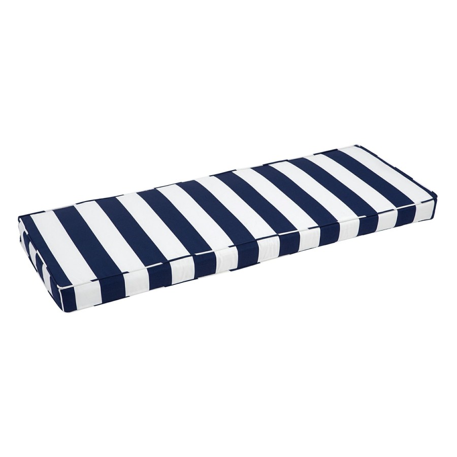 Cushions & Pillows * | Exclusive Design Navy Awning Striped Outdoor Gusseted Bench Cushion