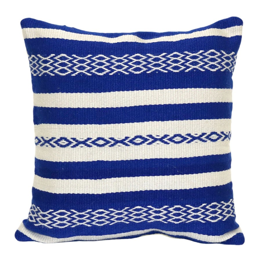 Cushions & Pillows * | Large Choice Tracey Boyd Striped Blue & White Woven Throw Pillow, 18