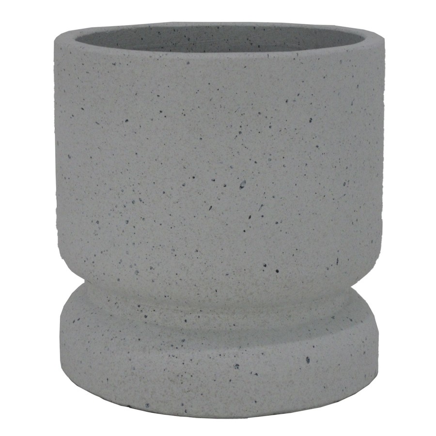 Pots & Planters * | Free Delivery White Terrazzo-Look Round Pot, Large