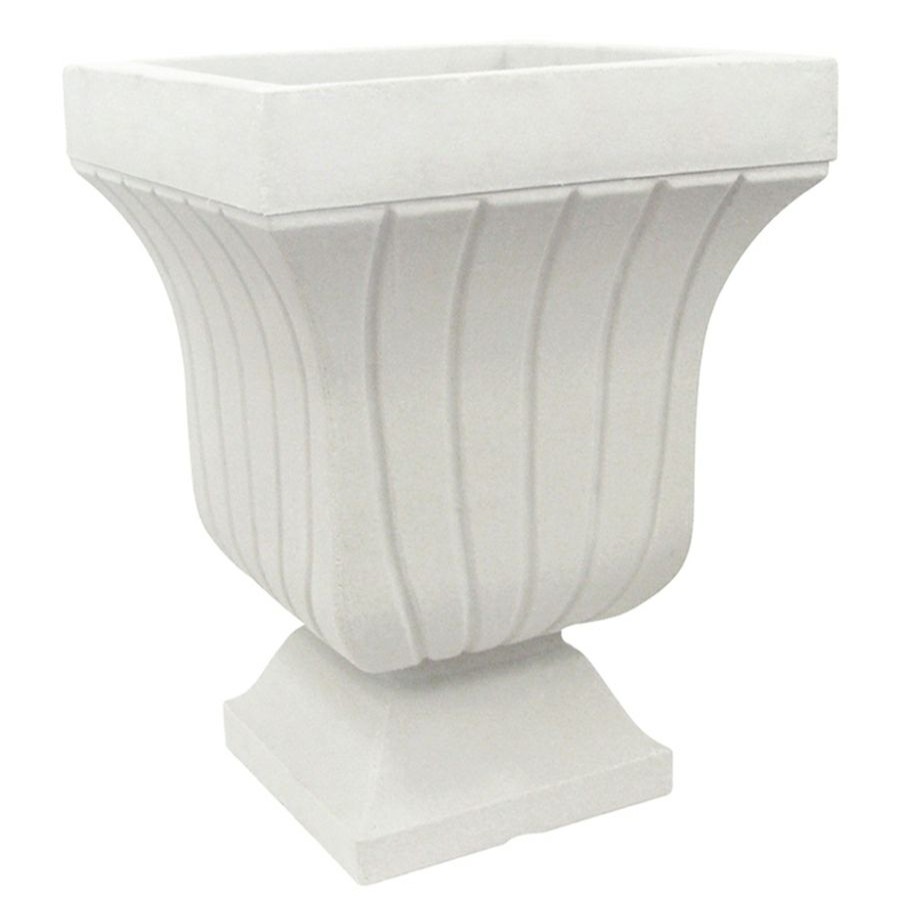 Pots & Planters * | Clearance Sale 22X17 All Weather Proof Polyresin Square Fluted Urn Off White