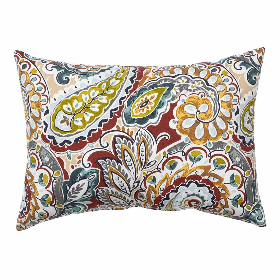 Cushions & Pillows * | Fire Sale Paisley Chili Outdoor Lumbar Throw Pillow, 14 20