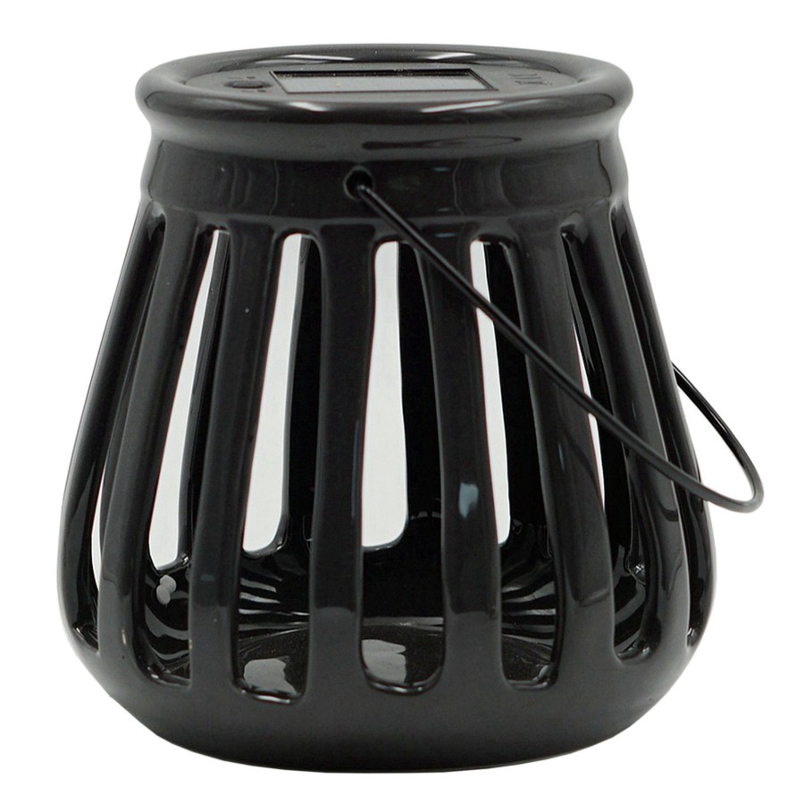 Lighting * | Sale Laila Ali Black Ceramic Solar Lantern, 6