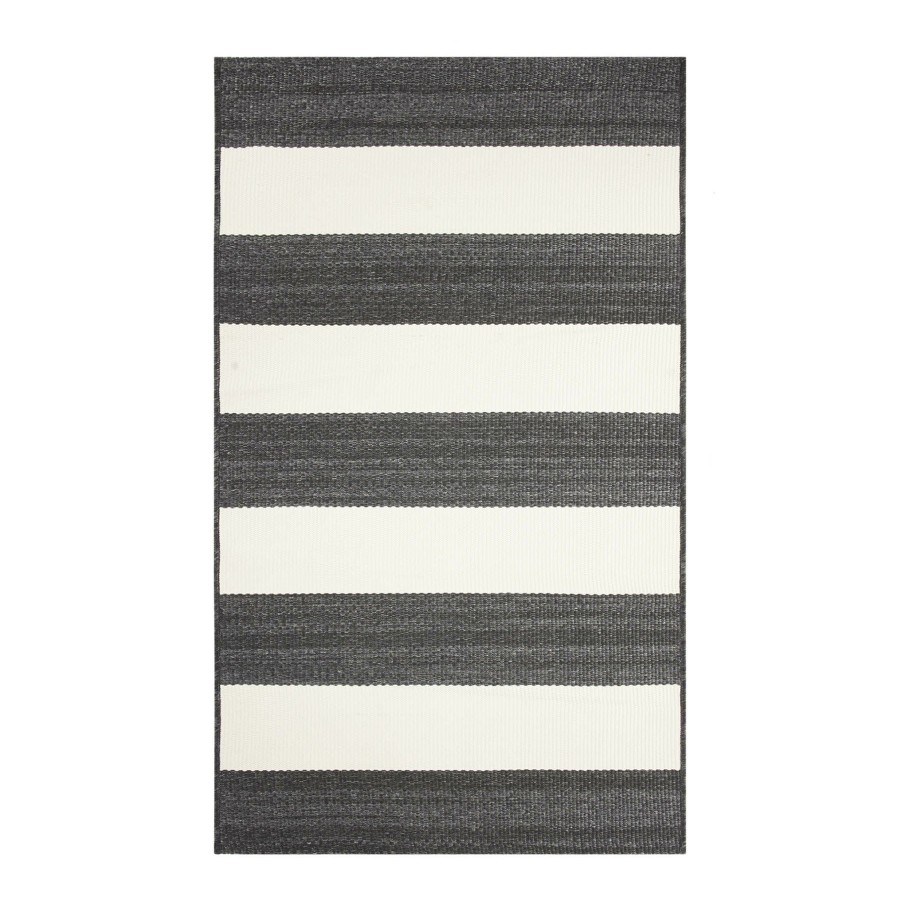 Rugs & Doormats * | Discount (E323) Asbury Black & White Striped Indoor & Outdoor Accent Rug, 3 5