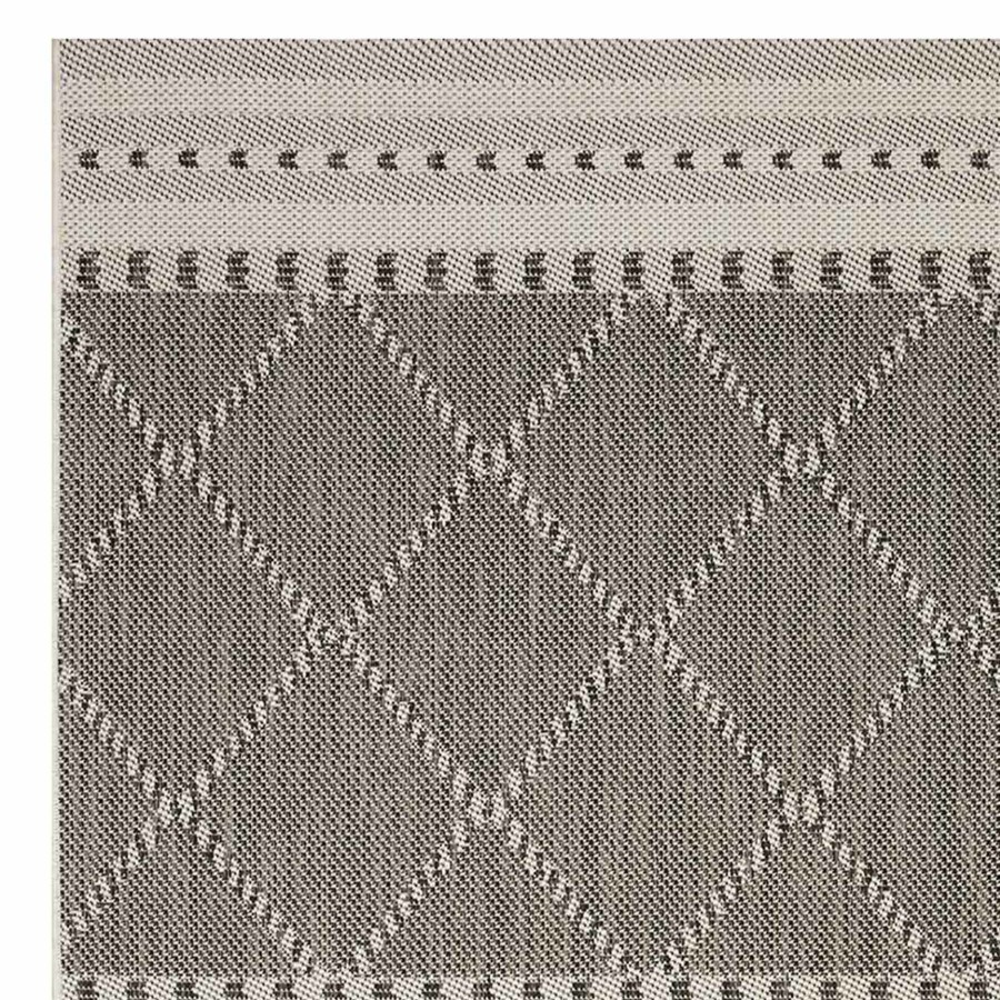 Rugs & Doormats * | Popular (E301) Oasis Ecru & Black Diamond Design Indoor & Outdoor Area Rug, 8 10