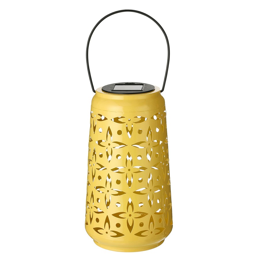 Lighting * | Exclusive Design Yellow Metal Cutout Solar Lantern, 9