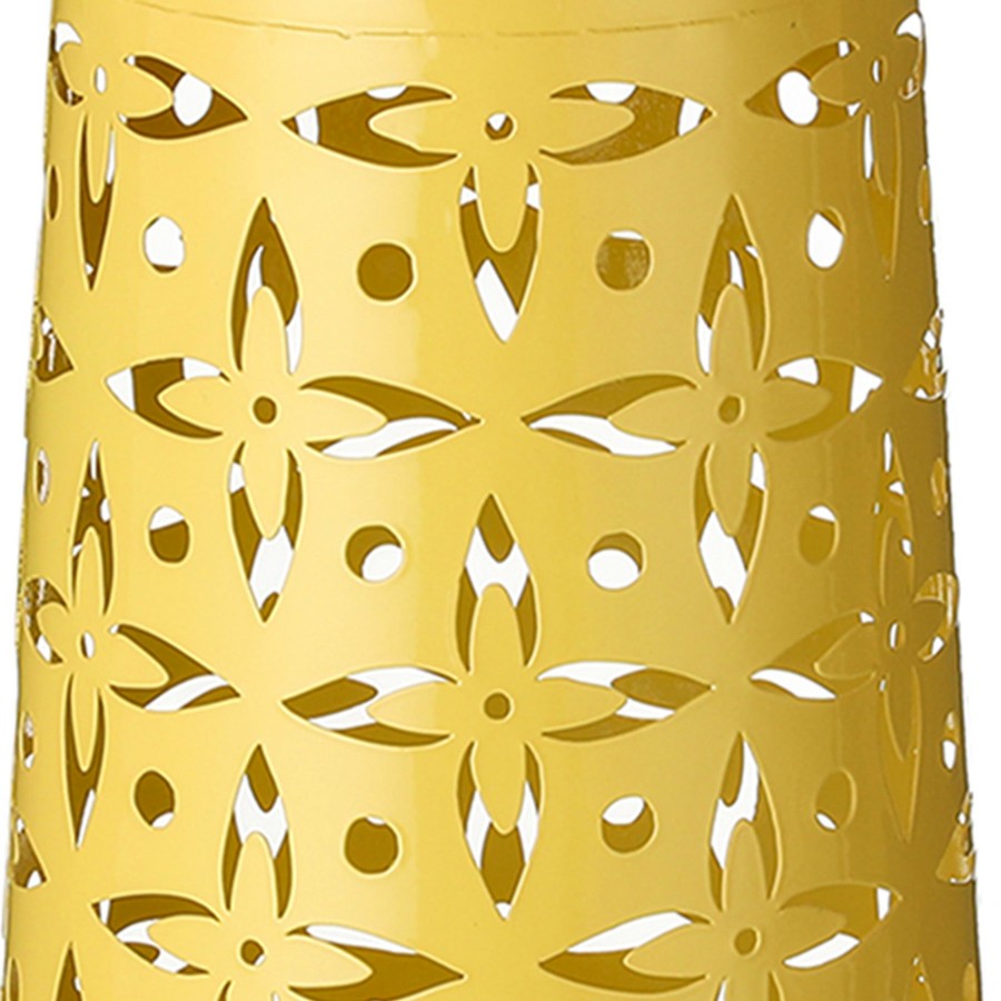 Lighting * | Exclusive Design Yellow Metal Cutout Solar Lantern, 9