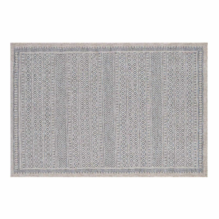 Rugs & Doormats * | Discount (E280) Cream & Blue Striped Sisal Indoor & Outdoor Accent Rug, 2 4