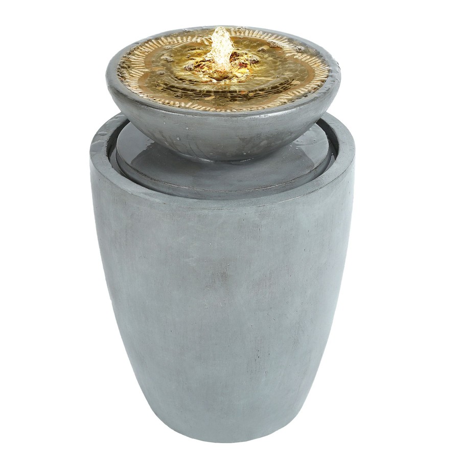 Outdoor Deacutecor * | Exquisite Gifts Embossed Grey Rock Light Fountain